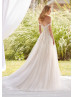 Off Shoulder Beaded Ivory Lace Tulle Spring Wedding Dress